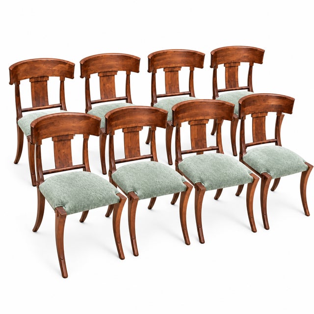 2000 - 2009 Mid Century Style Solid Walnut Klismos Dining Chairs. Set of 8 For Sale - Image 5 of 6
