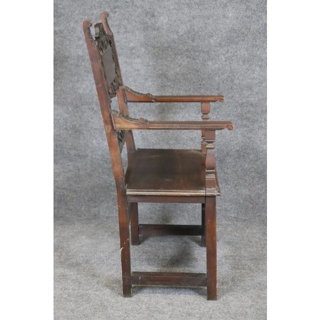 Late 19th Century Fine Quality Antique Carved Walnut Spanish Colonial Throne Armchair For Sale - Image 5 of 12