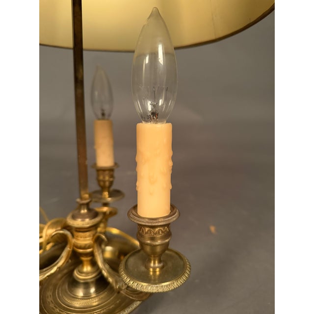 Early 20th Century Early 20th Century French Bronze and Tall French Bouillotte Style Table Lamp With Red Hand-Painted Shade For Sale - Image 5 of 16
