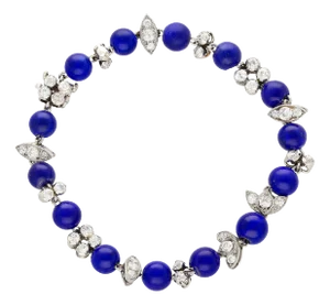 1930s Vintage Art Deco Era Lapis & Diamond Platinum Bracelet