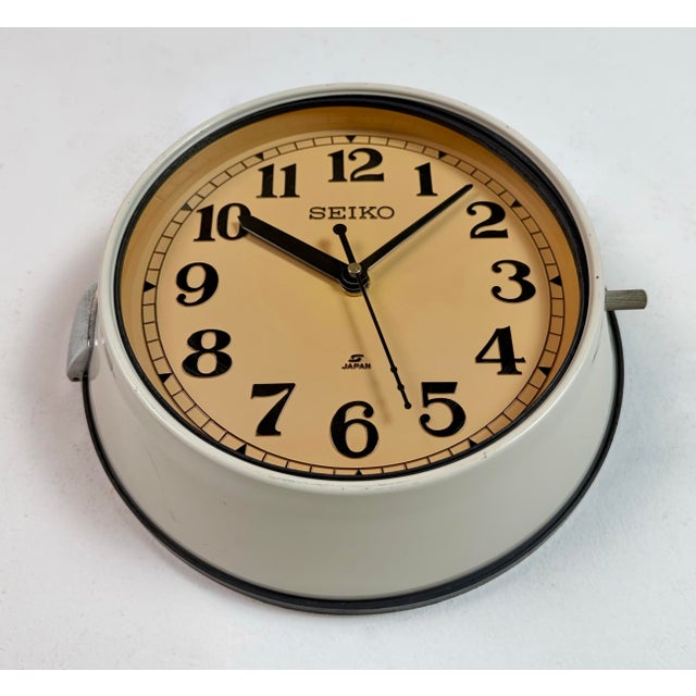 Vintage Beige Ships Wall Clock from Seiko, 1970s For Sale - Image 6 of 18