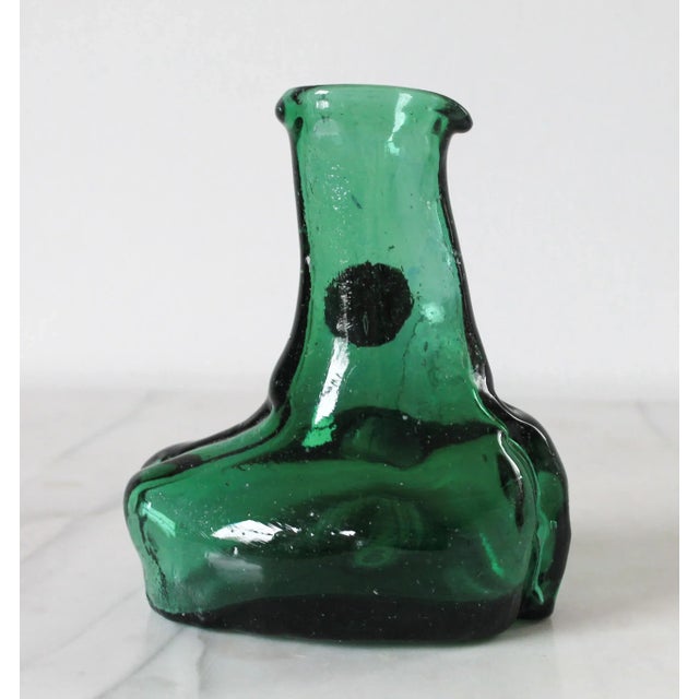 Mid-Century Modern Vintage Norwegian Green Glass Vase / Bottle Lofot Design For Sale - Image 3 of 9