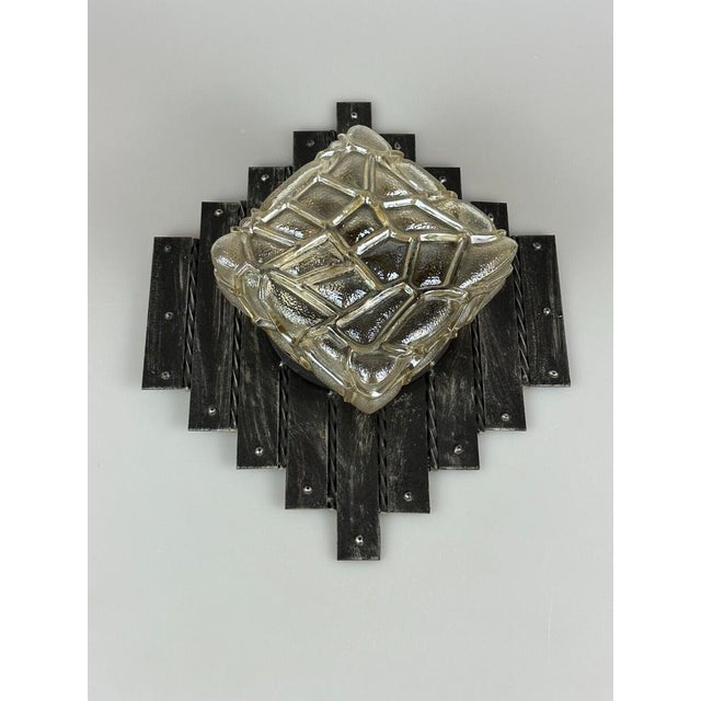 Brutalist Wall Lamp Iron & Glass Wall Lamp, 1970s For Sale - Image 16 of 18
