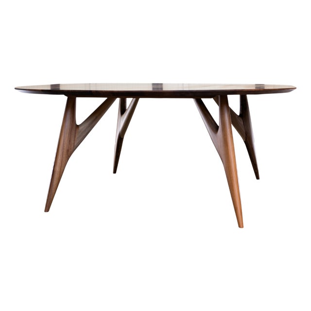Kai Medium Dining Table in Italian Walnut Sculptural Design by Greyge For Sale