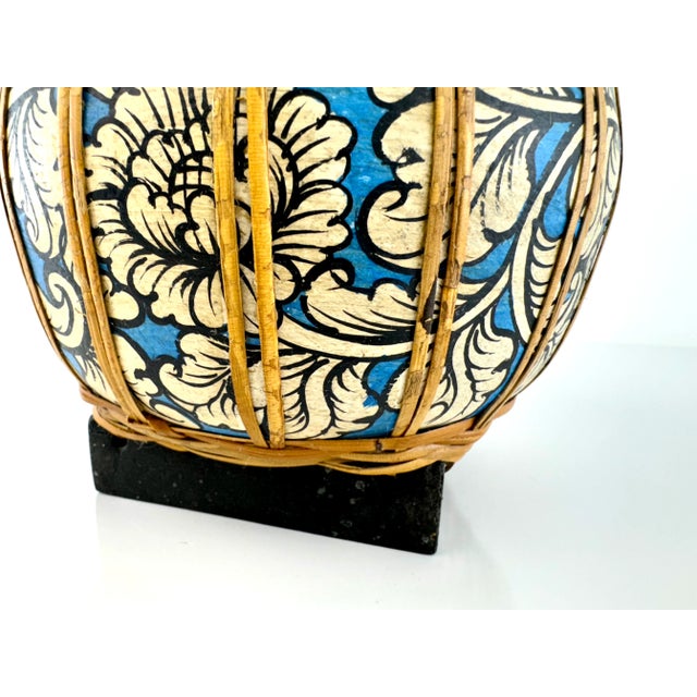 Wood Vintage Handcrafted Bamboo Jar With Intricate Floral Motif For Sale - Image 7 of 12
