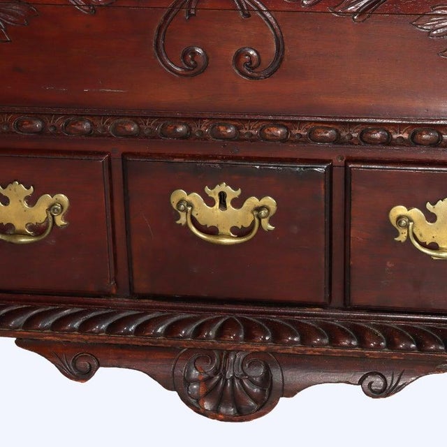 Antique Continental Chippendale Carved Mahogany 3-Drawer Mule Chest C1880 For Sale - Image 10 of 18