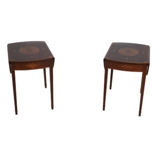 Pair of Baker George III Mahogany Pembroke Drop Side Tables For Sale