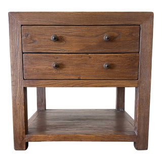 Nathalie II 2 Drawer Reclaimed Elm Nightstand 26″ – Chestnut For Sale