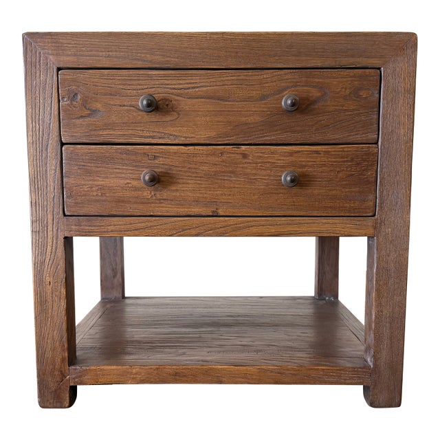Nathalie II 2 Drawer Reclaimed Elm Nightstand 26″ – Chestnut For Sale