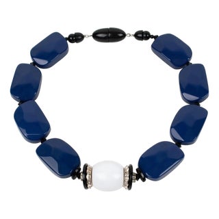 Angela Caputi Blue and White Necklace For Sale
