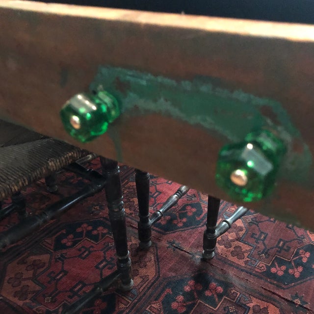 Sand 1920s Primitive Two Drawer Oak Farm Table For Sale - Image 8 of 11