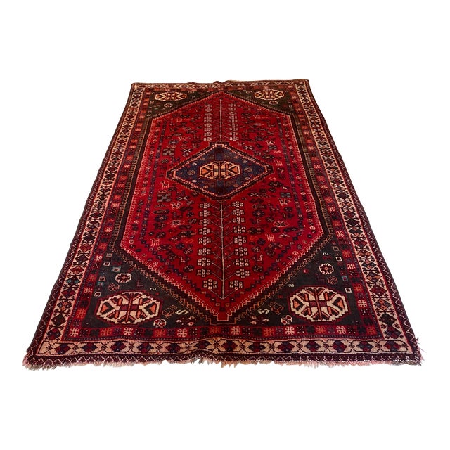 Persian Shiraz Wool Hand-Knitted Rug From the Mid-20th Century For Sale
