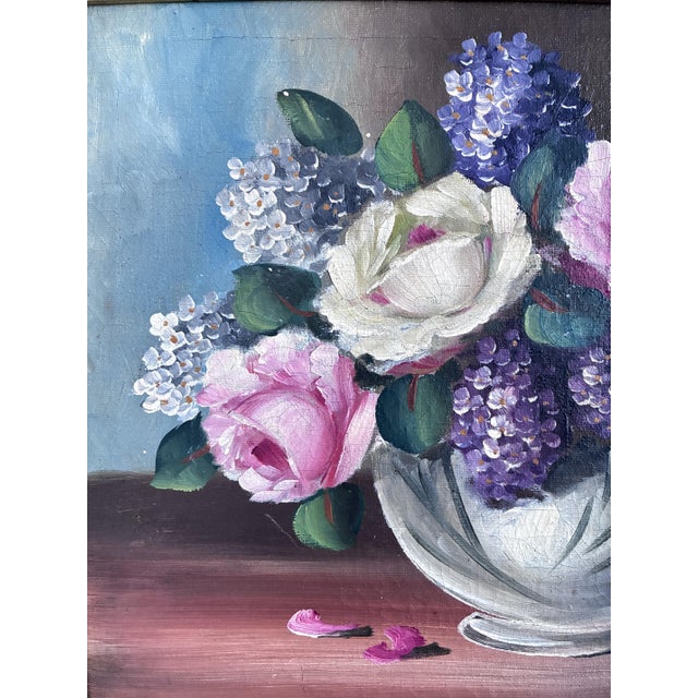 Danish Artist, Flower Still Life, 1960s, Oil Painting on Canvas, Framed For Sale - Image 5 of 16