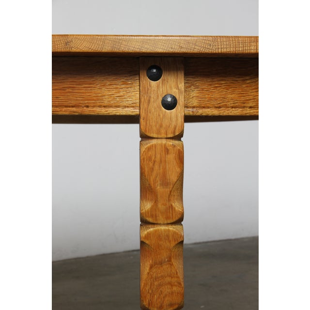 Vintage Danish Oval Oak Dining Room Table in the style of H. Kjærnulf, 1960s For Sale - Image 4 of 12
