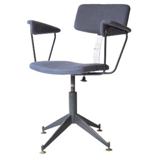 Mid-Century Modern German Grey-Black Metal & Brass Rotating Armchair, 1930 For Sale