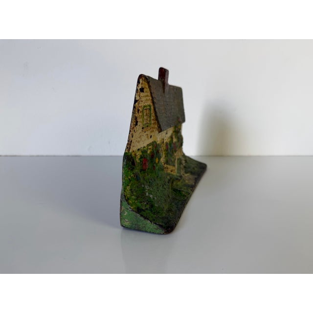 Metal Vintage Hand-Painted Cast Iron Cottage Doorstop For Sale - Image 7 of 9