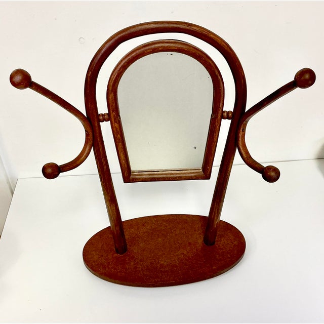 1940s Vintage Italian Boho Chic Bentwood Sticks and Ball Tabletop Mirror With Hat Rack, After Franco Albini For Sale - Image 16 of 16