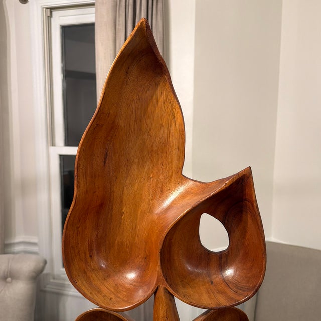 Mid-Century Modern Vintage Mid-Century Modern Edmund Spiro Carved Wood Sculpture Signed Biomorphic Art For Sale - Image 3 of 12