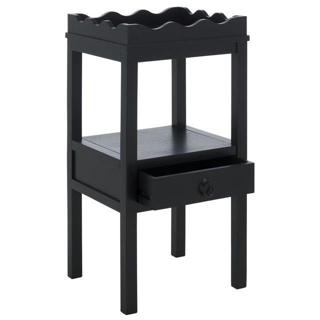 Wood Darlyn Scalloped 1 Drawer Accent Table in Matte Black For Sale - Image 7 of 9