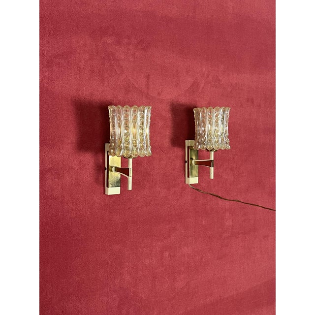 Mid-Century Modern Mid-Century Italian Murano Glass Wall Lamps, 1950s, Set of 2 For Sale - Image 3 of 10