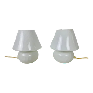 Vetri D‘Arte Murano Glass Mushroom Table Lamps, Italy, 1970s - A Pair