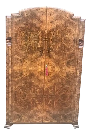 Art Deco Burr Walnut Double Wardrobe, 1920s