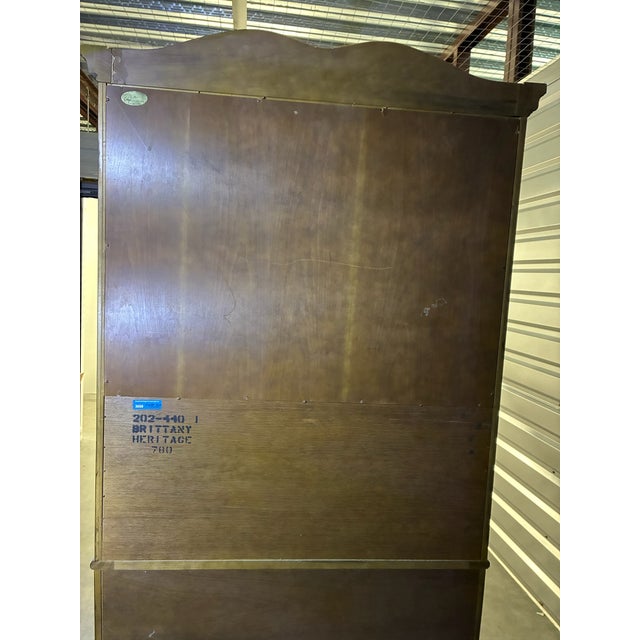 Wood Vintage Drexel Heritage Brittany Collection Louis XV French Provincial Armoire Carved Wood Wardrobe For Sale - Image 7 of 12