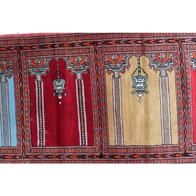 1960s, Vintage Uzbek Bukhara Multi-Niche Prayer Runner 1.1' X 6.1' For Sale - Image 11 of 13
