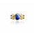 Dark blue natural Sapphire center stone is set with 0.12 carats in natural diamonds. Stones are all set in a gorgeous 14k...