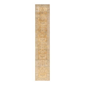 1930s Tan Camel Medallion Antique s.e. Persian Kirman Rug 2'8" X 14' Handknotted Wool Carpet