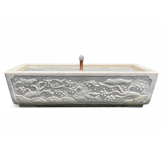 Beautiful hand carved vintage solid white marble tough turned into a lovely garden fountain. Decorative cherry blossom...
