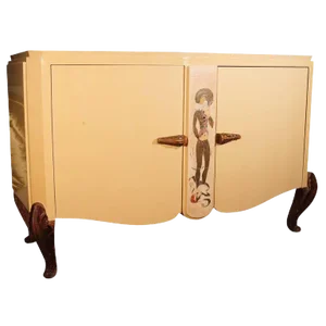 1940's French Maison Jansen Attributed Ivory Lacquered Credenza