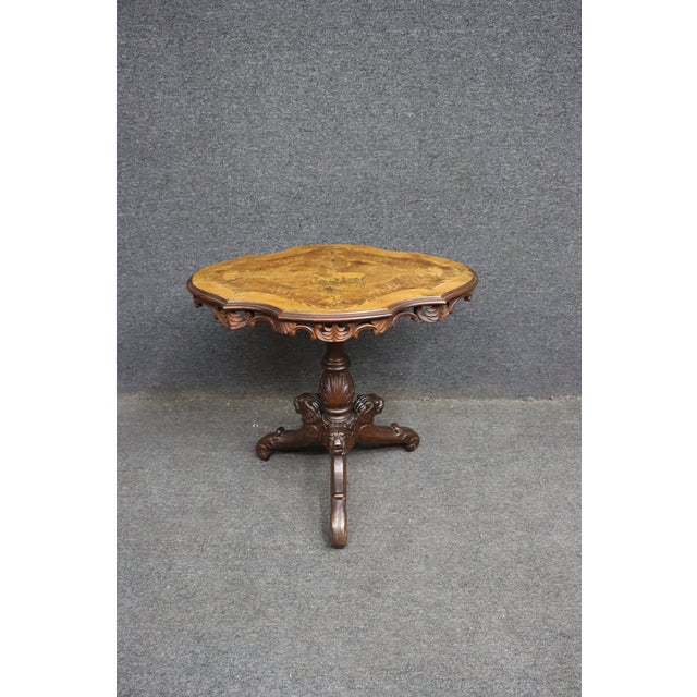 Victorian Victorian Black Forest Style Marquetry Walnut & Satinwood Occasional Table For Sale - Image 3 of 15