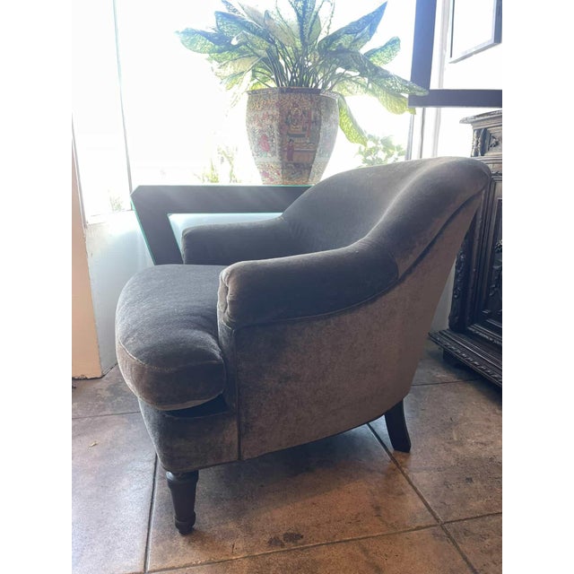 Traditional Blue Mohair Arm Chair For Sale - Image 3 of 8