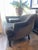 Traditional Blue Mohair Arm Chair For Sale - Image 3 of 8