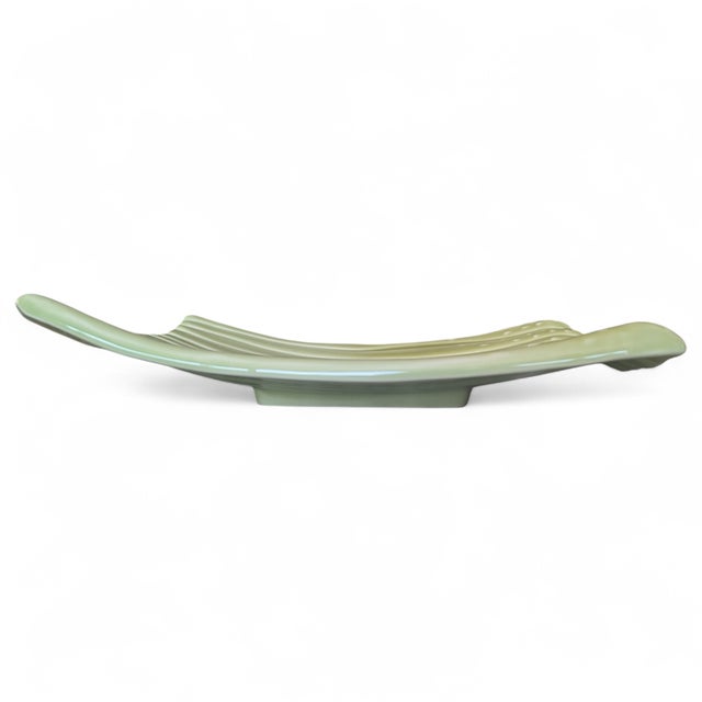 1970s California Pottery Green Asparagus Bundle Ceramic Platter For Sale In Charlotte - Image 6 of 11