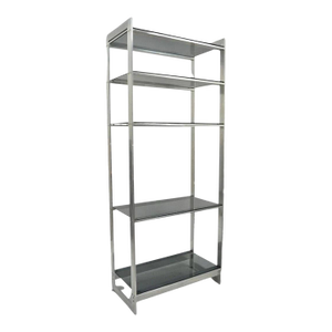 Vintage Mid Century Modern Brushed Aluminum Chrome Frame Etagere Bookcase Shelf