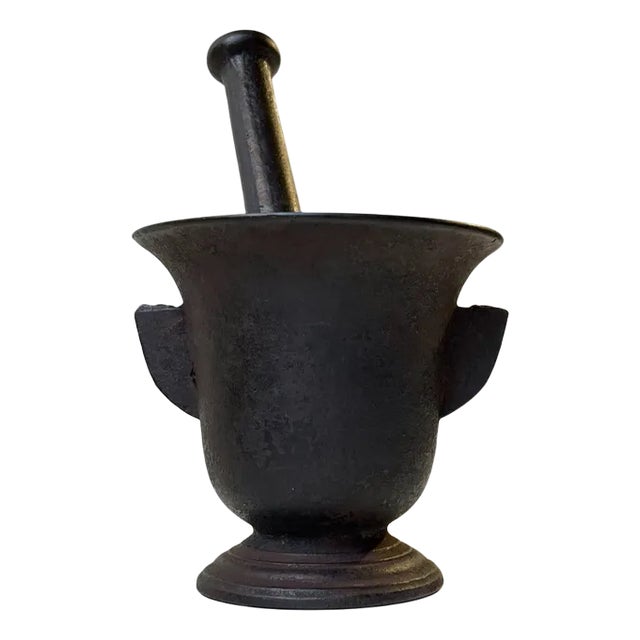 Antique Cast Iron Mortar and Pestle, Set of 2 For Sale