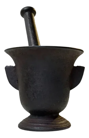 Antique Cast Iron Mortar and Pestle, Set of 2