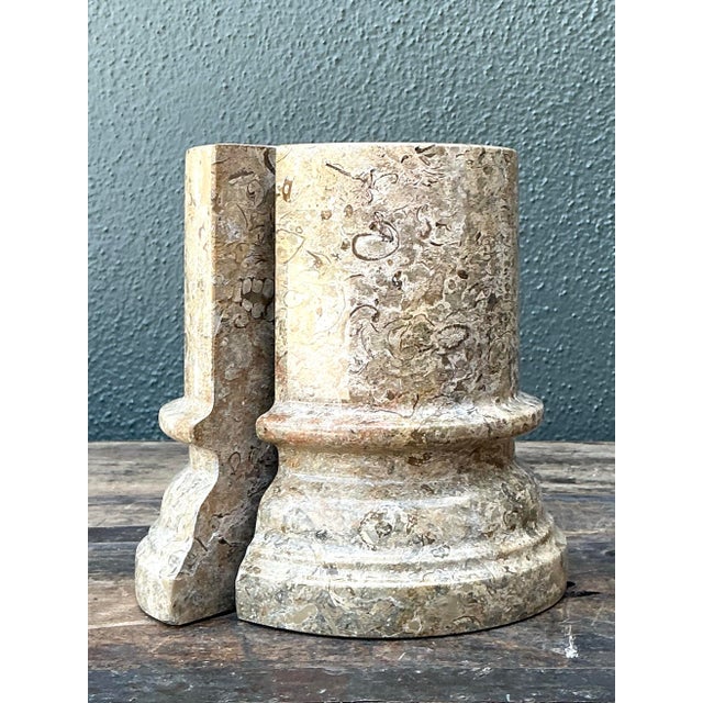 Vintage Marble Column Bookends – Set of 2 For Sale - Image 12 of 12