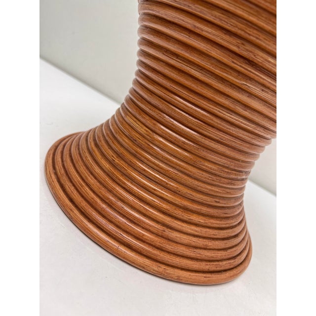 Tan Bamboo Reed Table Lamp, 1970s For Sale - Image 8 of 12