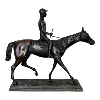 20th Century Patinated Bronze Sculpture of a Jockey on a Horse After Isidor Bonheur For Sale