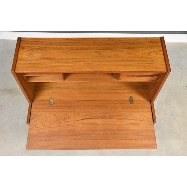 1960s Danish Modern Teak Secretary Desk For Sale - Image 9 of 10