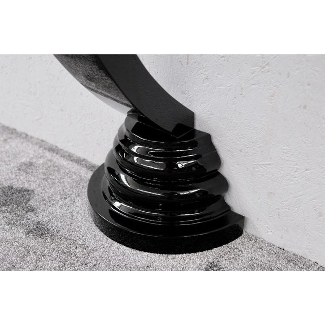 Black Art Deco Semi-Circular Console Table in Black High-Gloss Lacquer, 1930s For Sale - Image 8 of 9