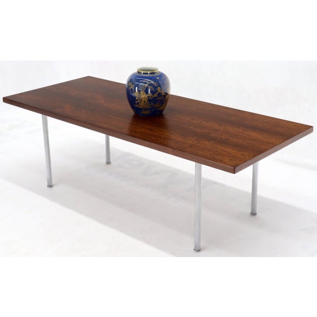 Brown Hans Wegner Signed Rosewood Coffee Table on Chrome Cylinder Legs For Sale - Image 8 of 11
