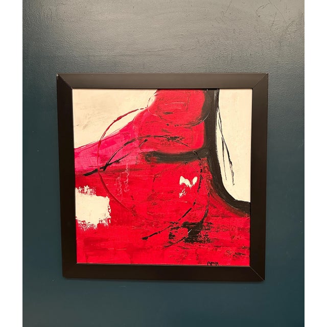 Amh, Red Composition, 1960s, Oil Painting on Canvas, Framed For Sale - Image 8 of 14
