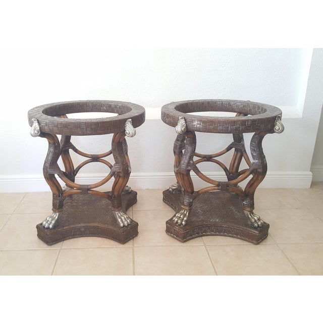 Burnt Bamboo Rattan Claw Feet Dining Table Pedestals a Pair Chairish