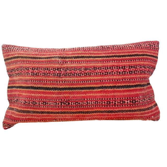 Rustic Vintage Kilim Wool Lumbar Pillows – Pair For Sale - Image 3 of 5