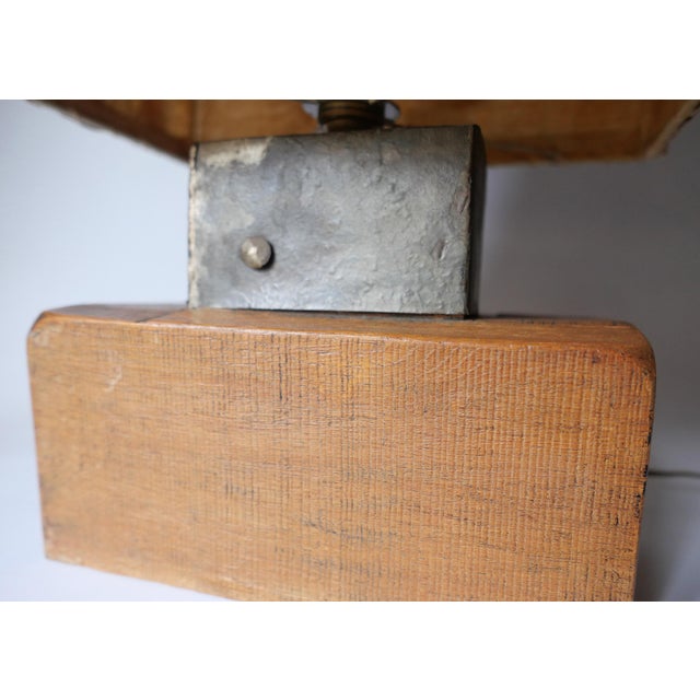 Large Vintage Lamp in Wood, Metal and Fabric, 1970s For Sale - Image 6 of 15