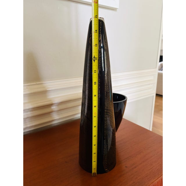 Mid-Century Modern Pair of 1970s Theresienthal Black and Gold Art Glass Vases, Attributed For Sale - Image 3 of 14